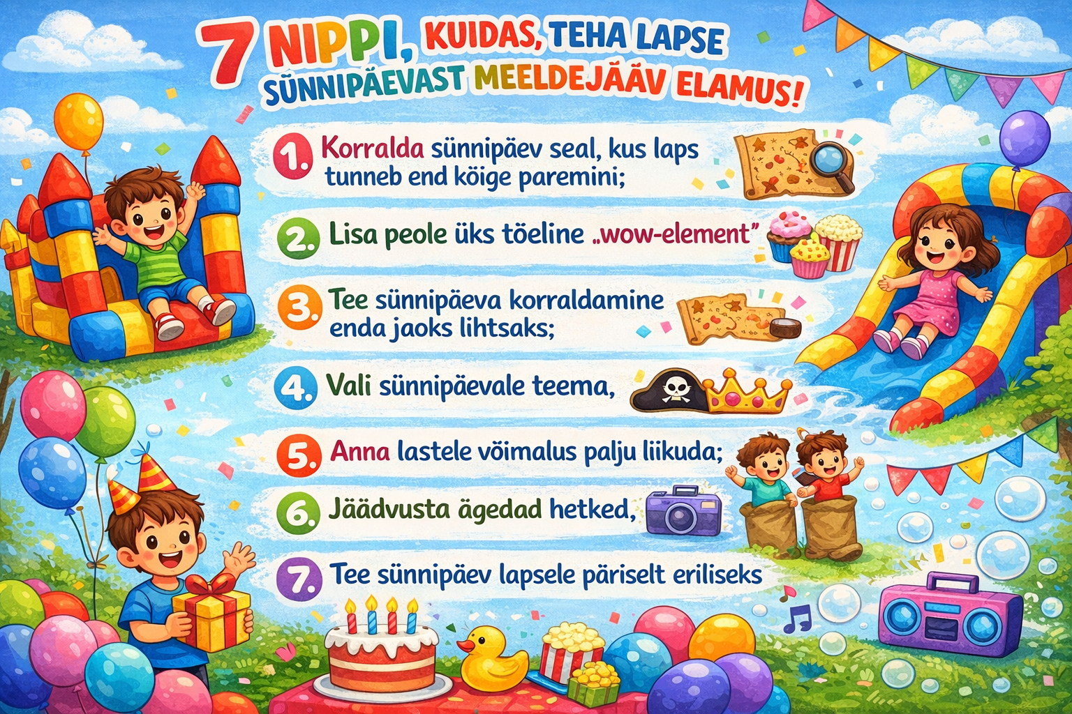 7 nippi, kuidas teha lapse sünnipäevast meeldejääv.